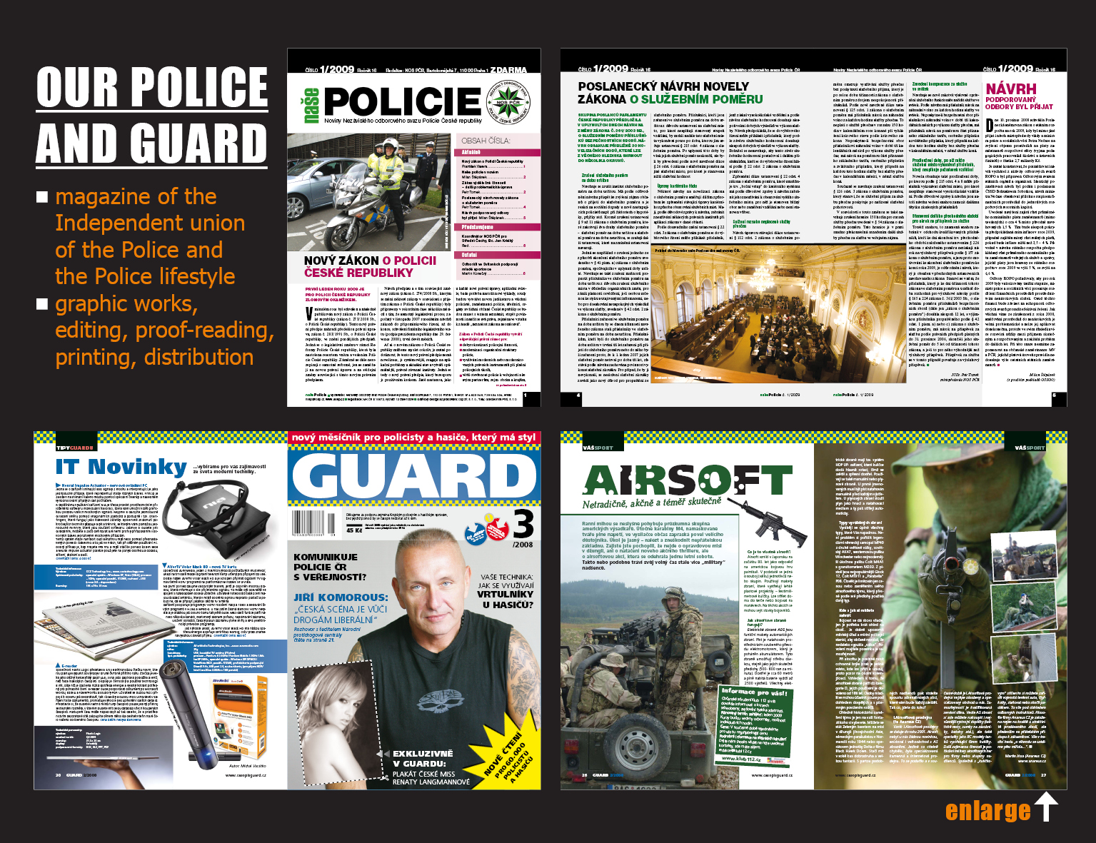 Magazines for Czech policemen and firemen: bulletin Our Police and lifestyle magazine Guard